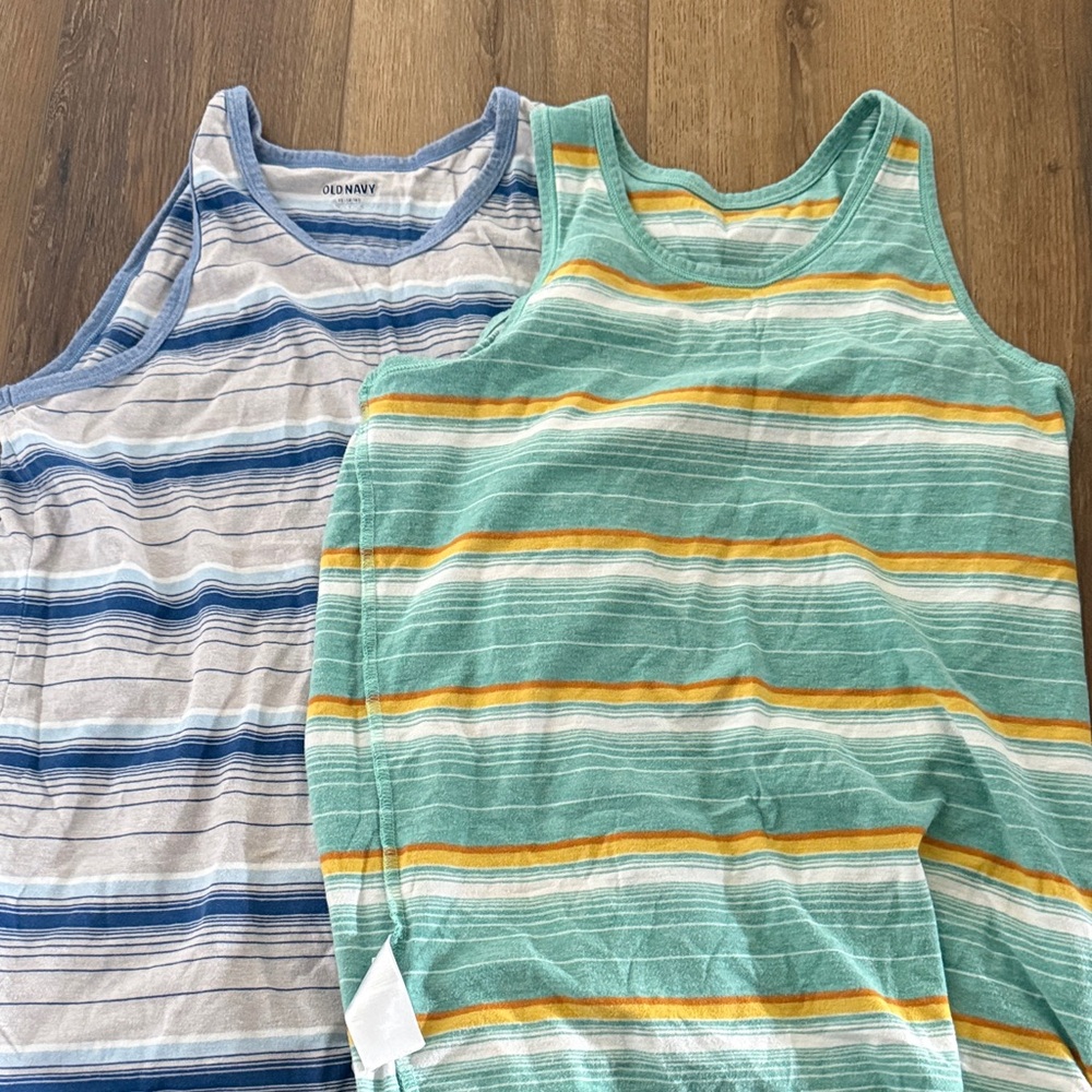 Old Navy Kids Tank Tops - Blue, Green, and Yellow Stripes
